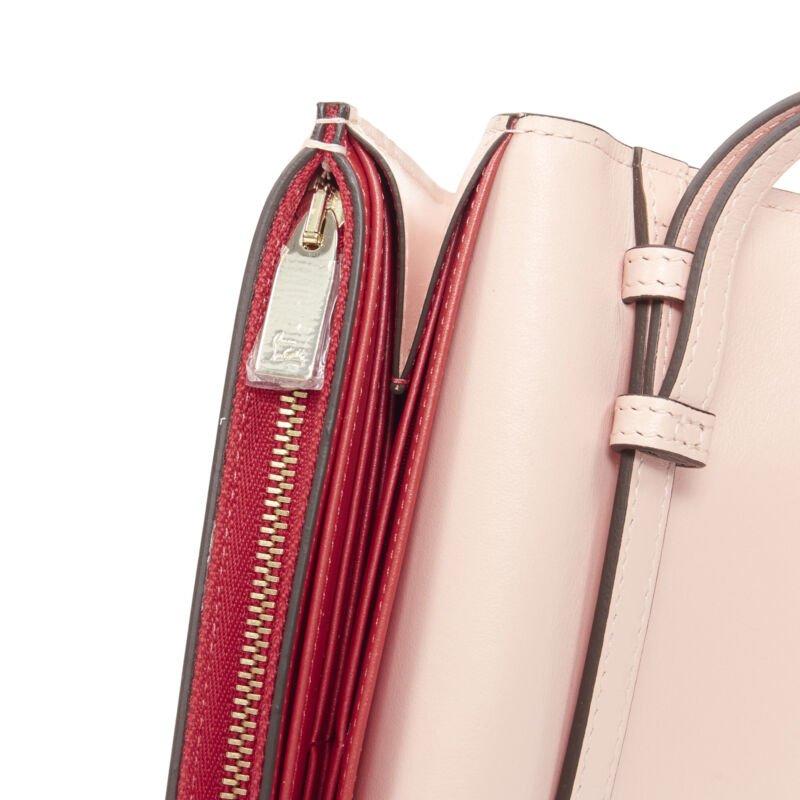 CHRISTIAN LOUBOUTIN Pochette con portafoglio con borchie a spillo Macaron rosa oro in vendita 2