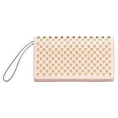 CHRISTIAN LOUBOUTIN Pochette con portafoglio con borchie a spillo Macaron rosa oro