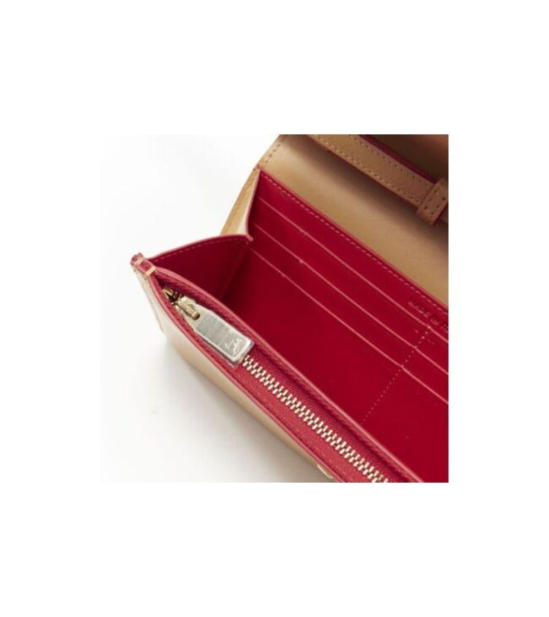 CHRISTIAN LOUBOUTIN Macaron tan brown gold spike stud wristlet long wallet 2