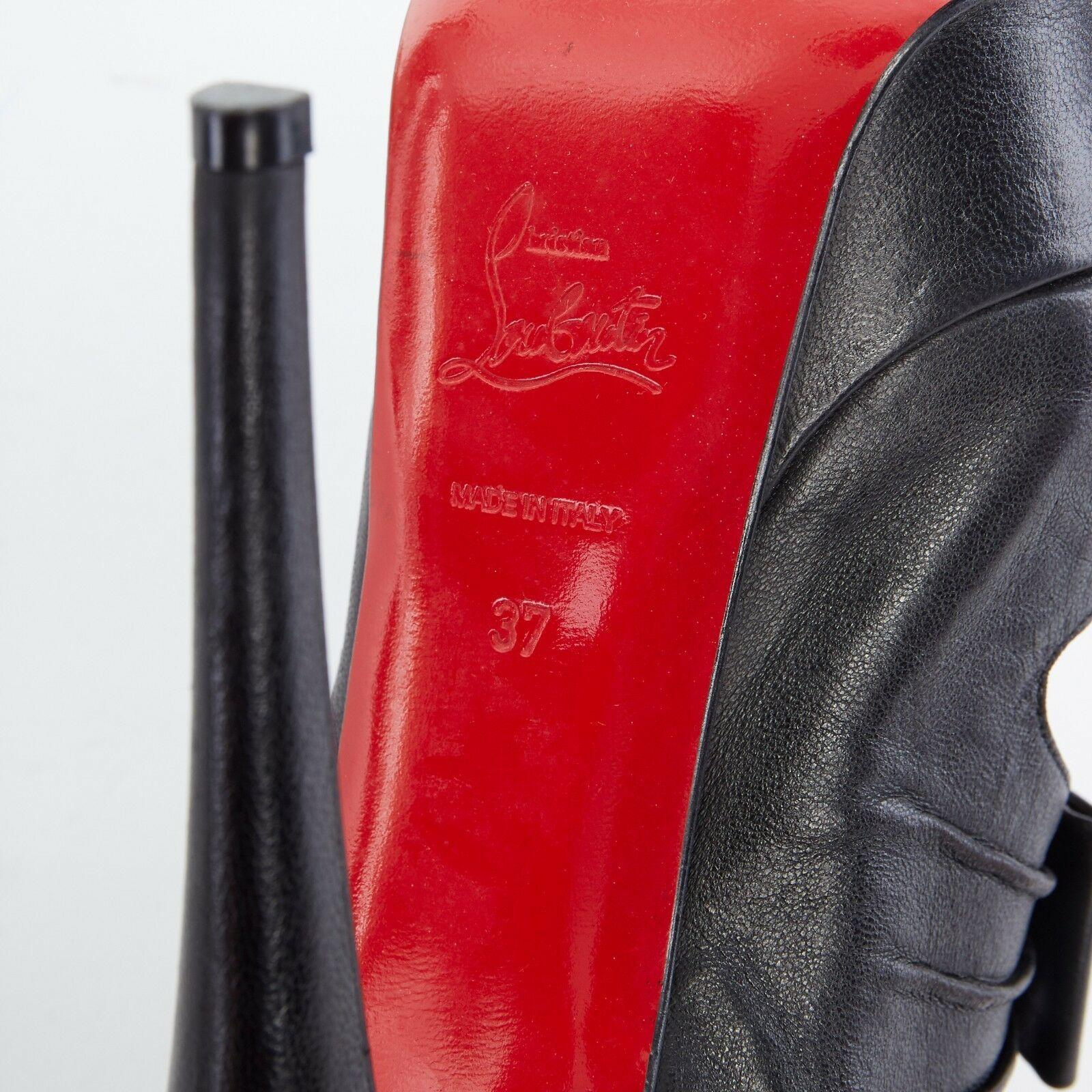 CHRISTIAN LOUBOUTIN Madame Butterfly 150 black bow platform bootie heel EU7 US7 2