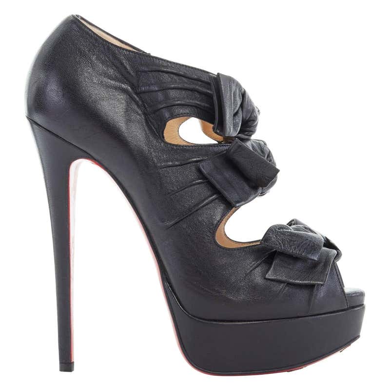 CHRISTIAN LOUBOUTIN Madame Butterfly 150 black bow platform bootie heel EU7 US7 at 1stDibs