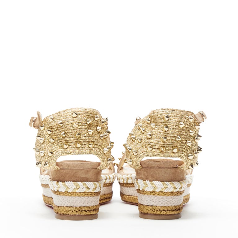 CHRISTIAN LOUBOUTIN Madmonica 60 gold embroidered studded platform