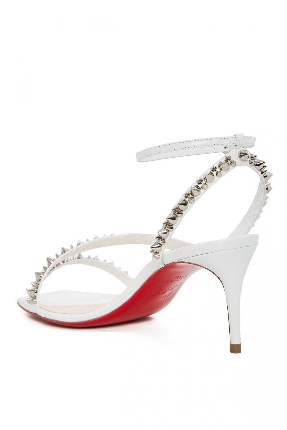 Beige Christian Louboutin Mafaldina Spikes 70 Sandals Sz 37.5