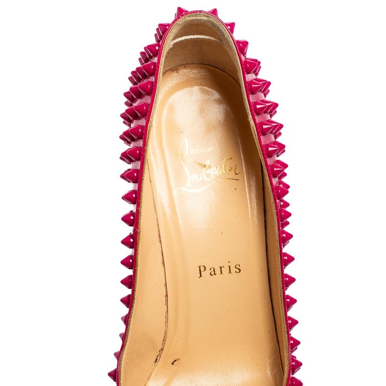 Christian Louboutin Magenta Pink Patent Leather Pigalle Spikes Pumps
