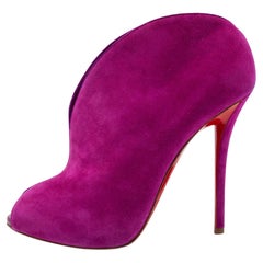 Christian Louboutin Magenta Suede Chester Fille Ankle Booties Size 41