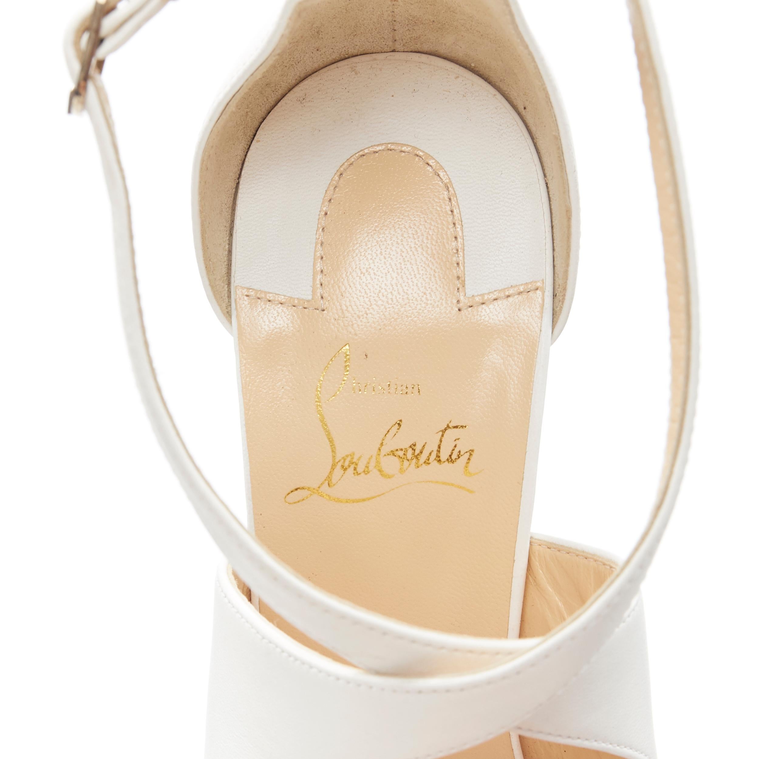 CHRISTIAN LOUBOUTIN Malefissima 100 sandalias blancas de tiras cruzadas tacón EU38 6