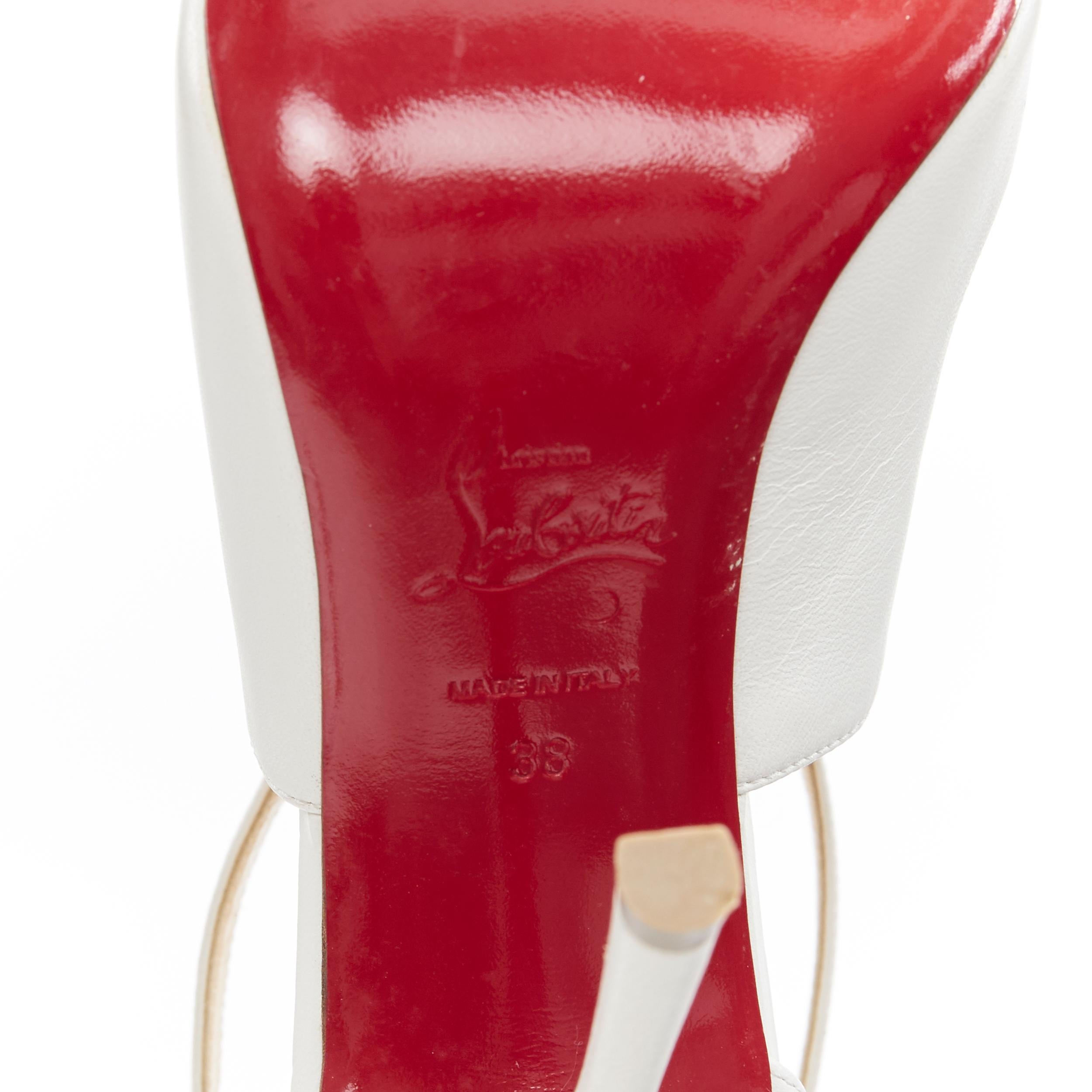 CHRISTIAN LOUBOUTIN Malefissima 100 sandalias blancas de tiras cruzadas tacón EU38 7