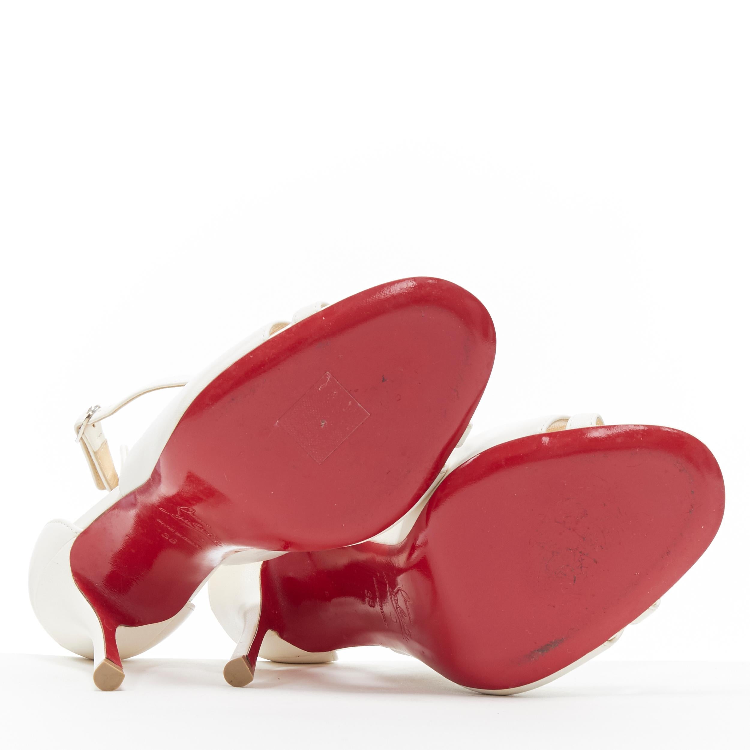 CHRISTIAN LOUBOUTIN Malefissima 100 sandalias blancas de tiras cruzadas tacón EU38 1