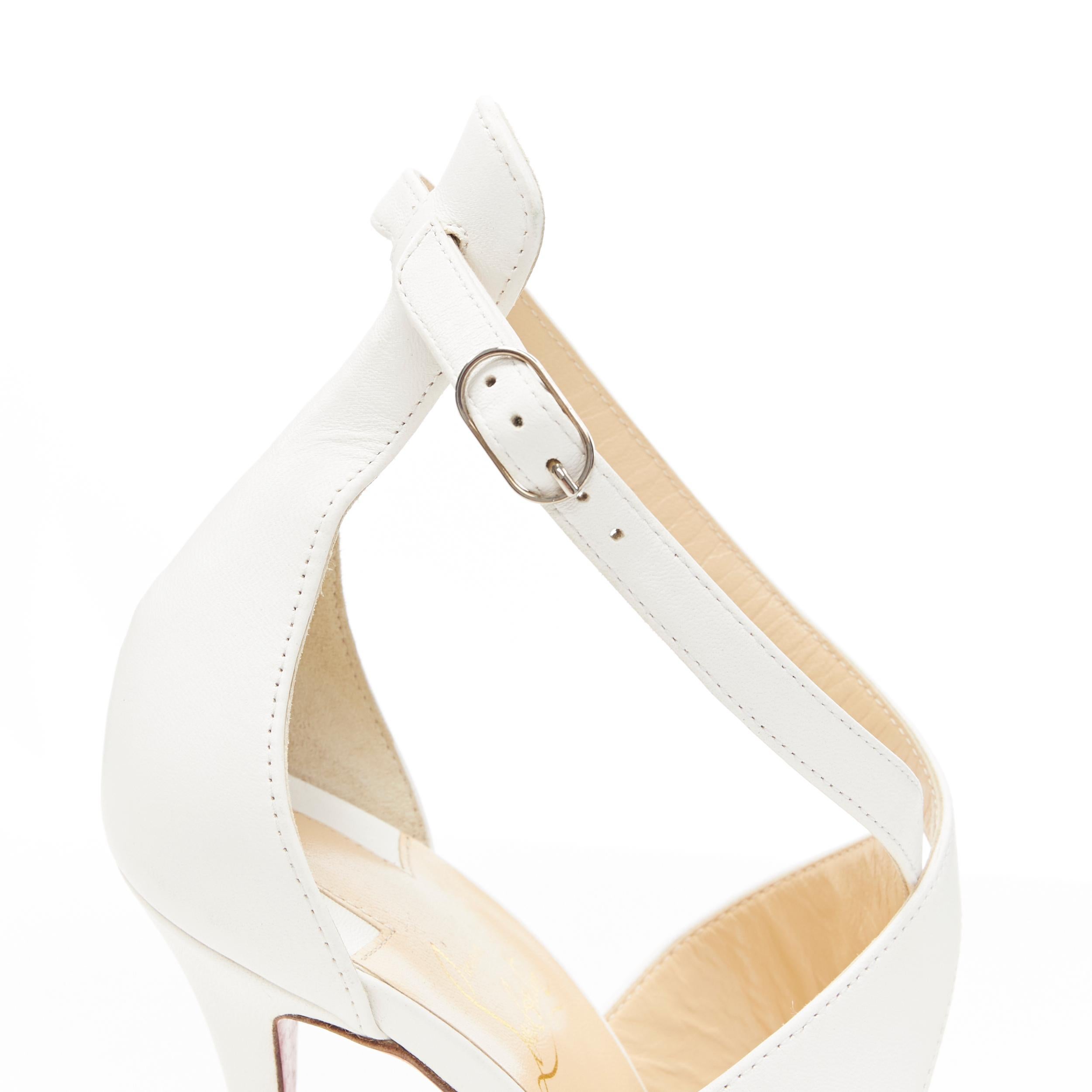 CHRISTIAN LOUBOUTIN Malefissima 100 sandalias blancas de tiras cruzadas tacón EU38 4
