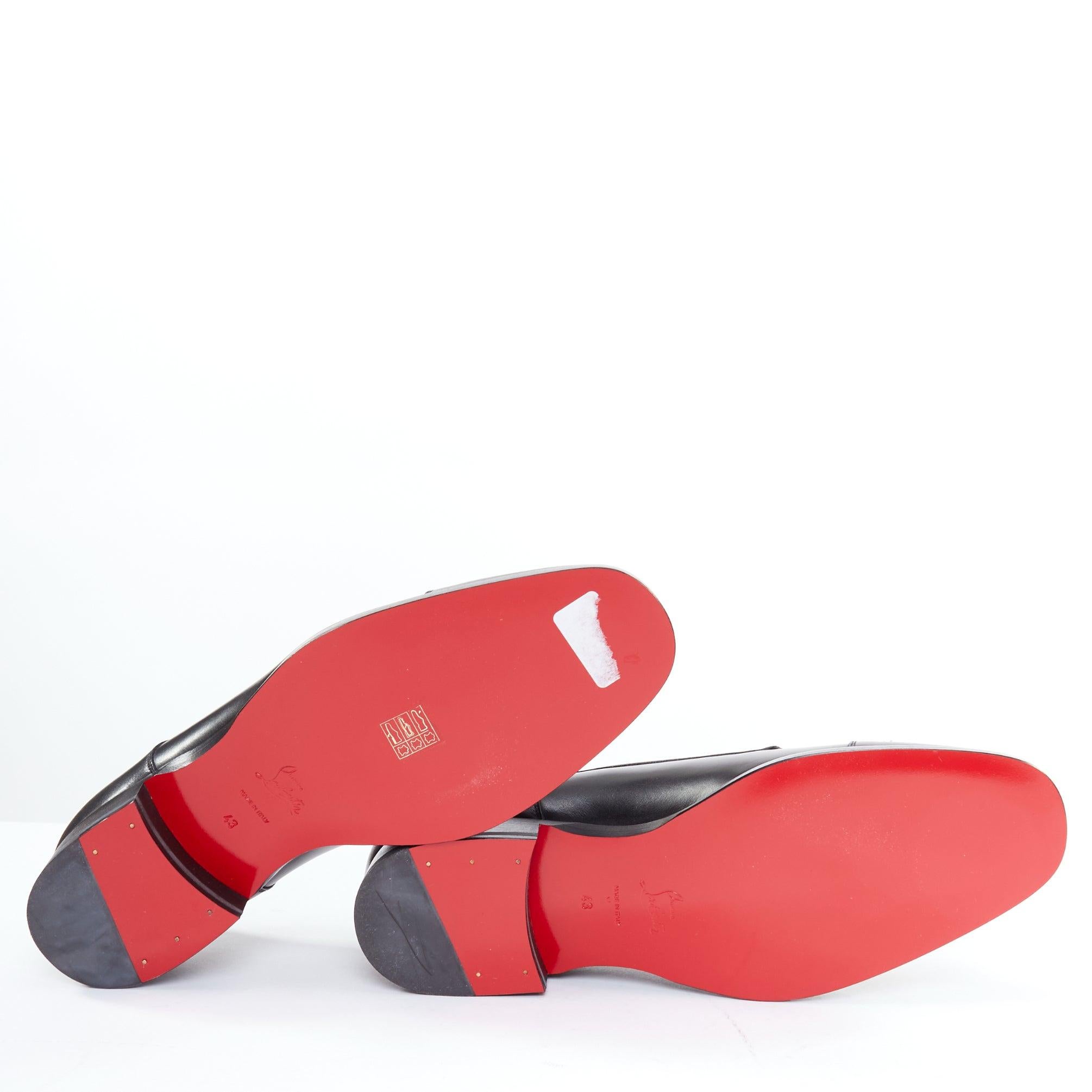 CHRISTIAN LOUBOUTIN Maltese nero impreziosito da borchie d'argento, derby in pizzo EU43 in vendita 6