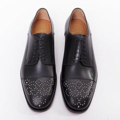 CHRISTIAN LOUBOUTIN Maltese black silver stud toe lace derby brogue EU42.5