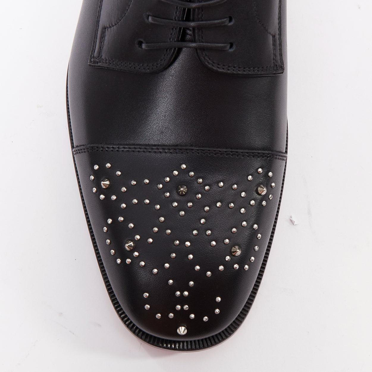 CHRISTIAN LOUBOUTIN Maltés negro plata tachuela puntera encaje derby brogue EU42.5 en venta 1