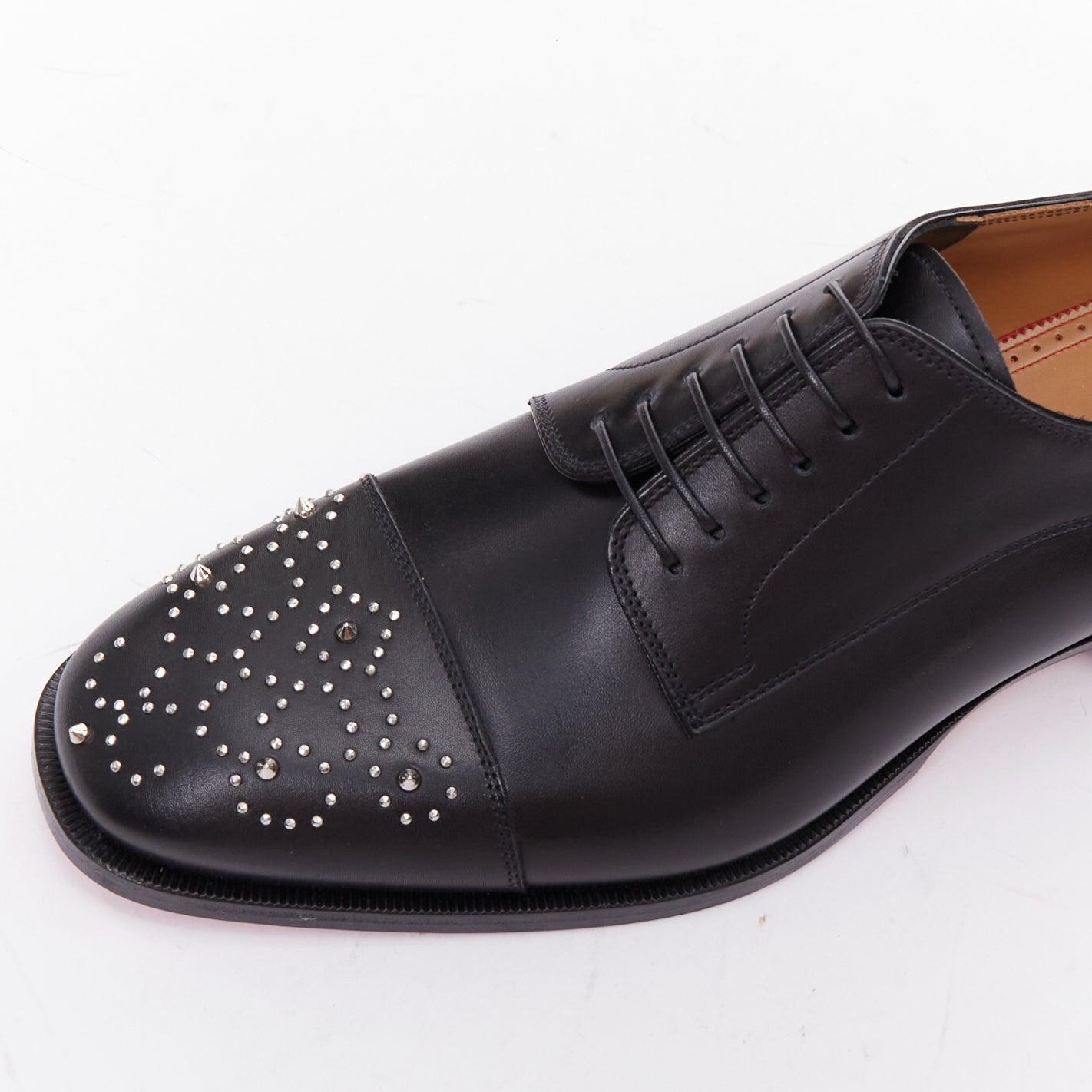 CHRISTIAN LOUBOUTIN Maltés negro plata tachuela puntera encaje derby brogue EU42.5 en venta 2