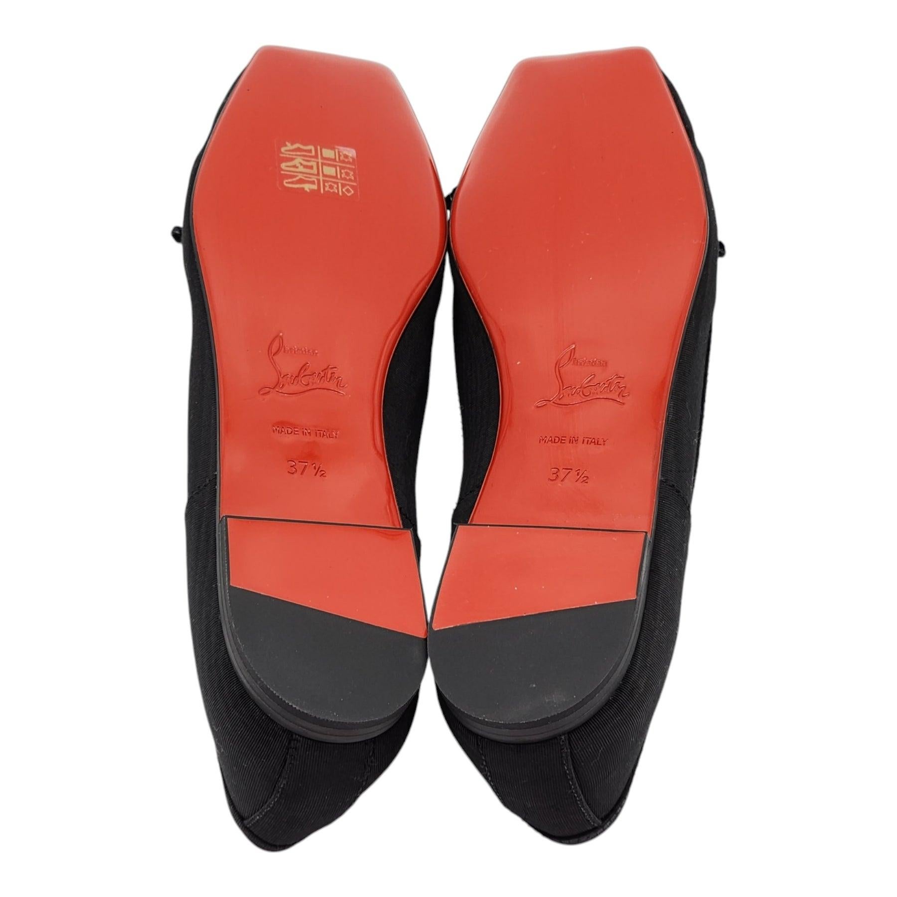 Women's Christian Louboutin Mamadrague Ballet Flats Fabric in Black For Sale