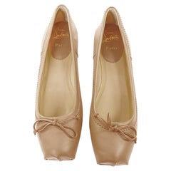 CHRISTIAN LOUBOUTIN Mamadrague nude lamb nappa square toe ballet flats EU39.5