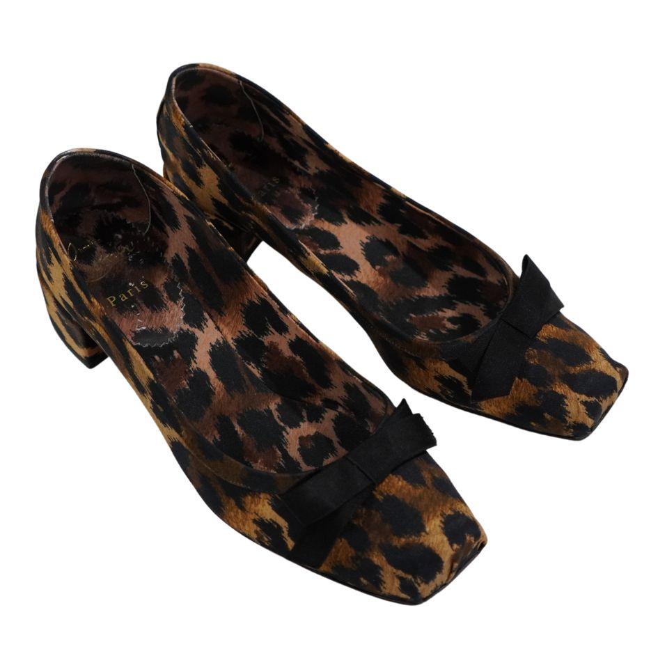 Christian Louboutin Mamaflirt 30 Brown Leopard Ballett Kitten Heels 39 (Schwarz) im Angebot