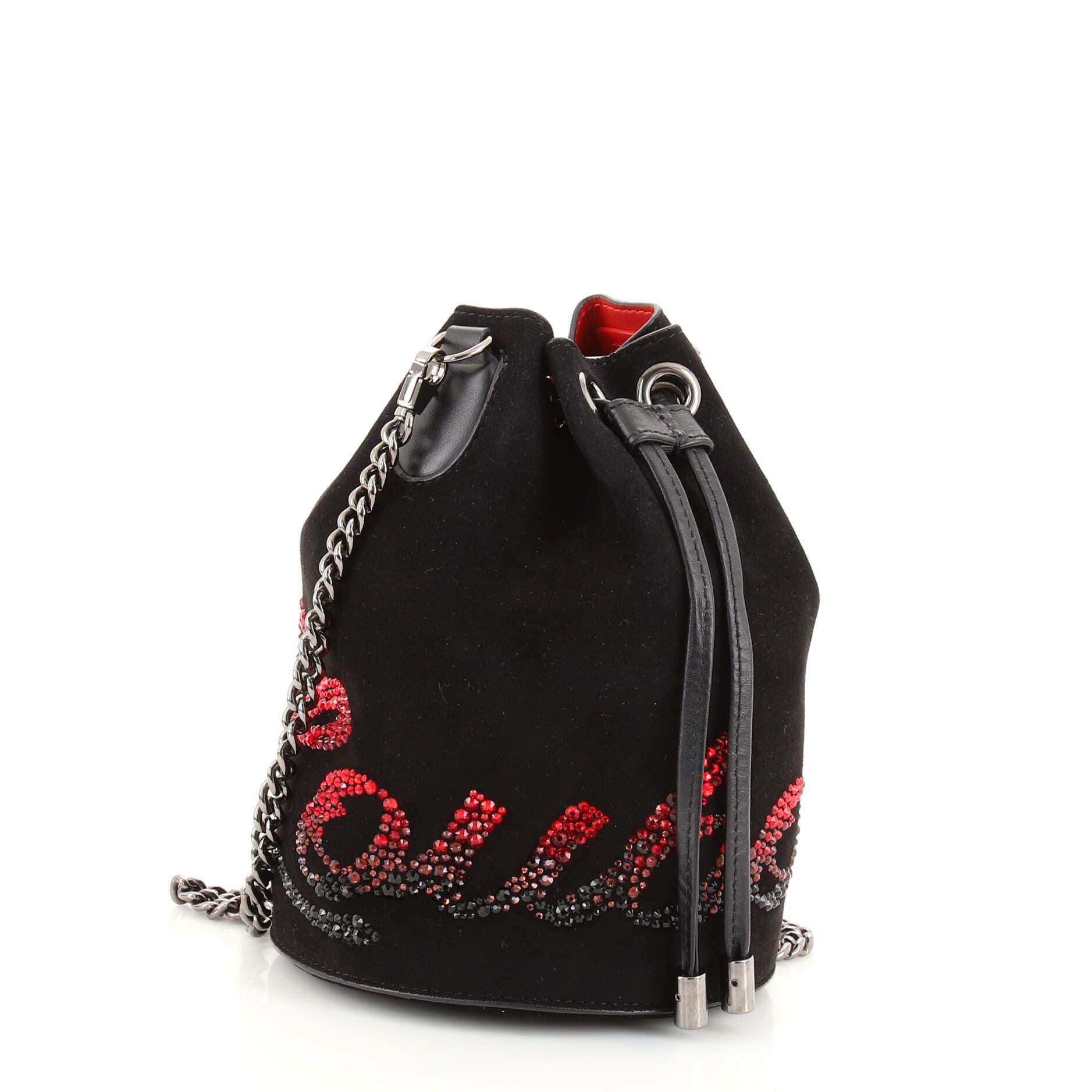Christian Louboutin Marie Jane Bucket Bag Embellished Suede In Good Condition In NY, NY