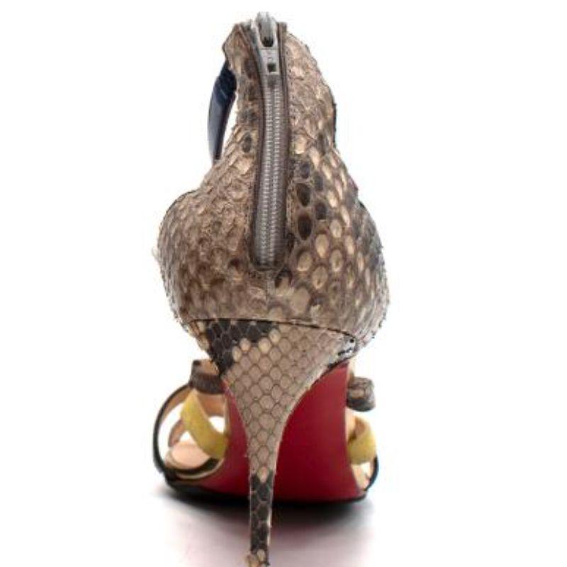 Christian Louboutin Mariniere 100 Multicoloured Python Sandals For Sale 6