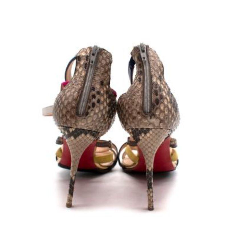 Christian Louboutin Mariniere 100 Multicoloured Python Sandals In Good Condition For Sale In London, GB