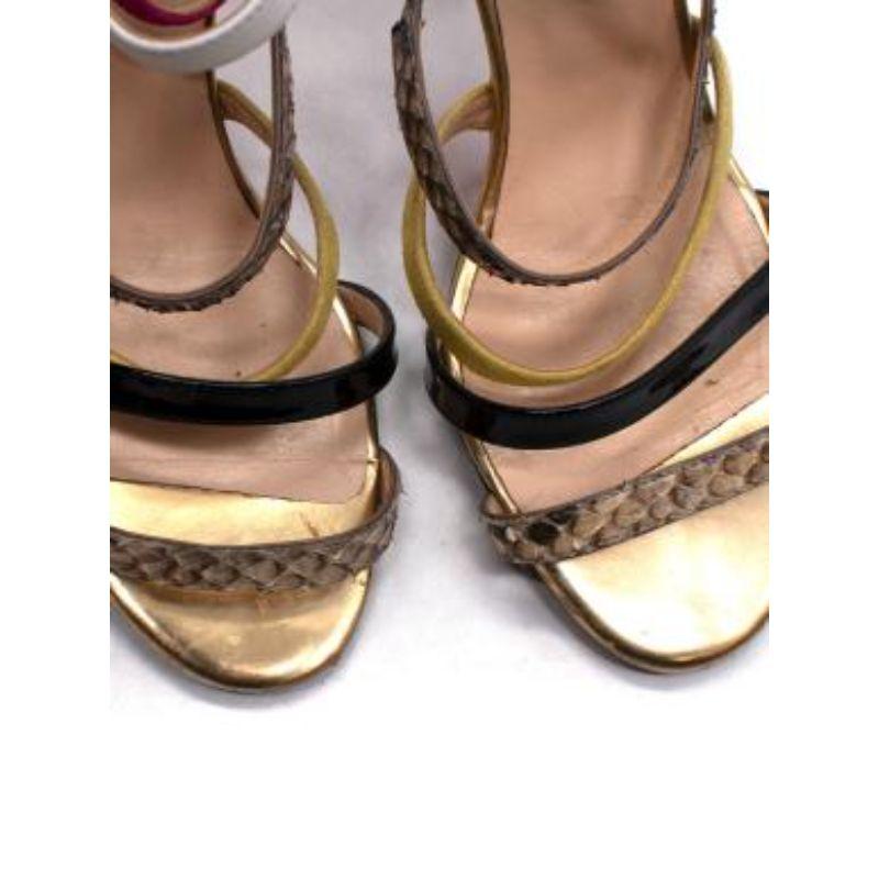 Christian Louboutin Mariniere 100 Multicoloured Python Sandals For Sale 1