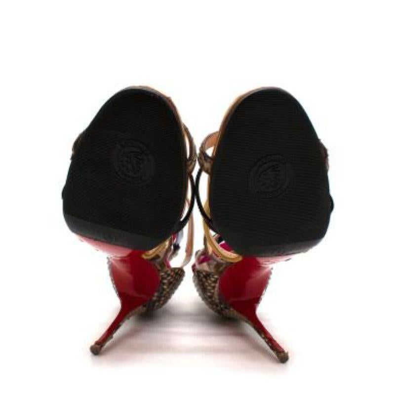 Christian Louboutin Mariniere 100 Multicoloured Python Sandals For Sale 2