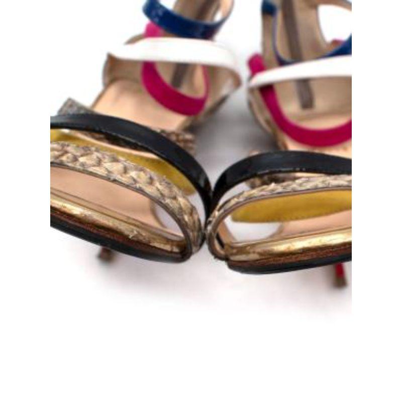 Christian Louboutin Mariniere 100 Multicoloured Python Sandals For Sale 4