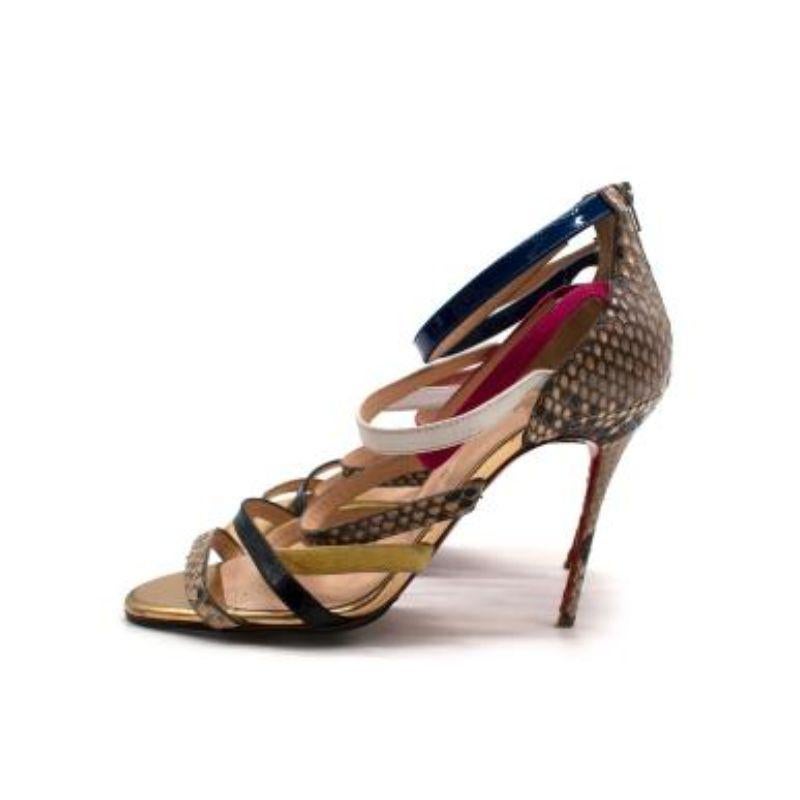 Christian Louboutin Mariniere 100 Multicoloured Python Sandals For Sale 5