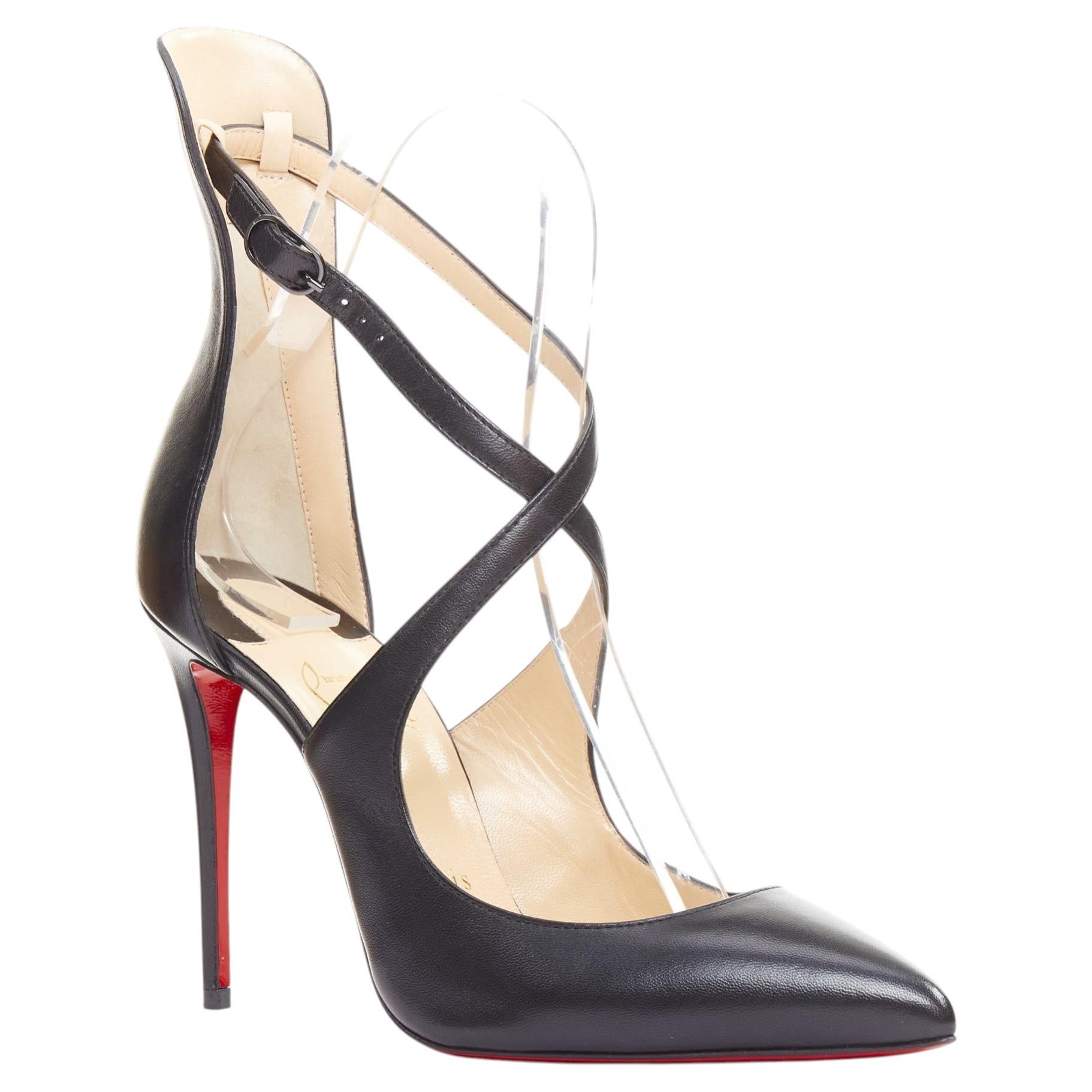 CHRISTIAN LOUBOUTIN Marlenarock 100 Kreuz Kreuz Knöchelriemen Pumps EU37.5