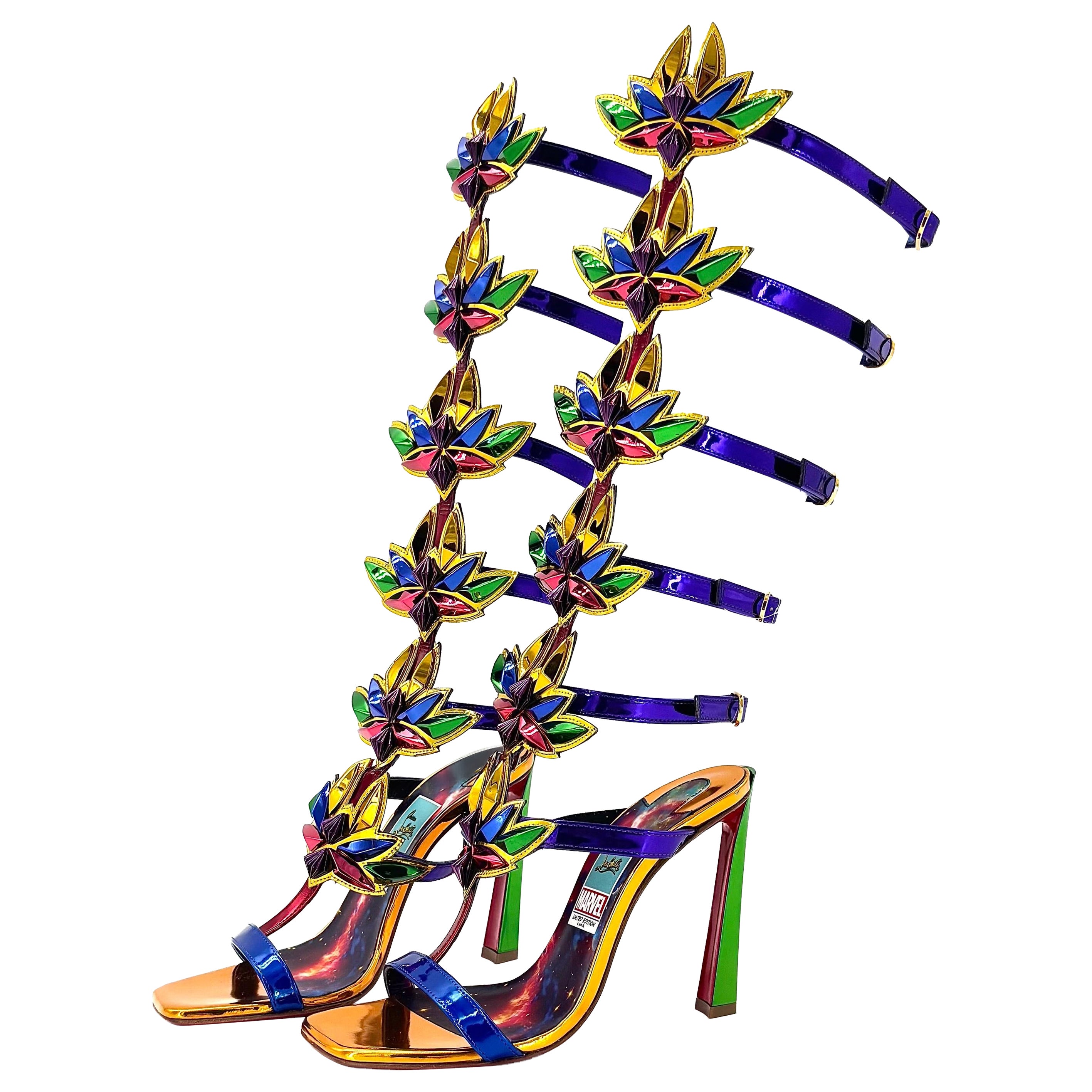 Christian Louboutin Marvel Sea Warrior 100 Knee High Gladiator Sandals 35.5
