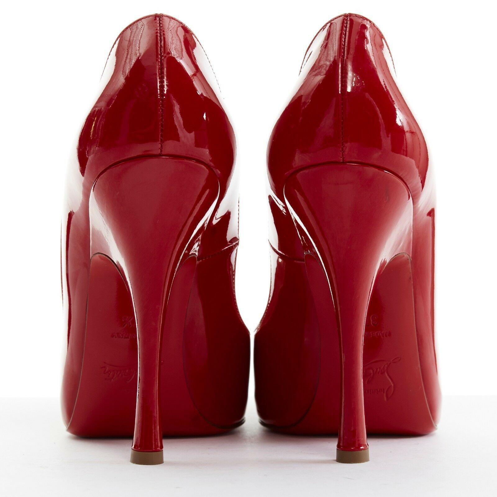 Women's CHRISTIAN LOUBOUTIN Maryl 120 red patent curved heel peeptoe heels EU37.5 US7.5