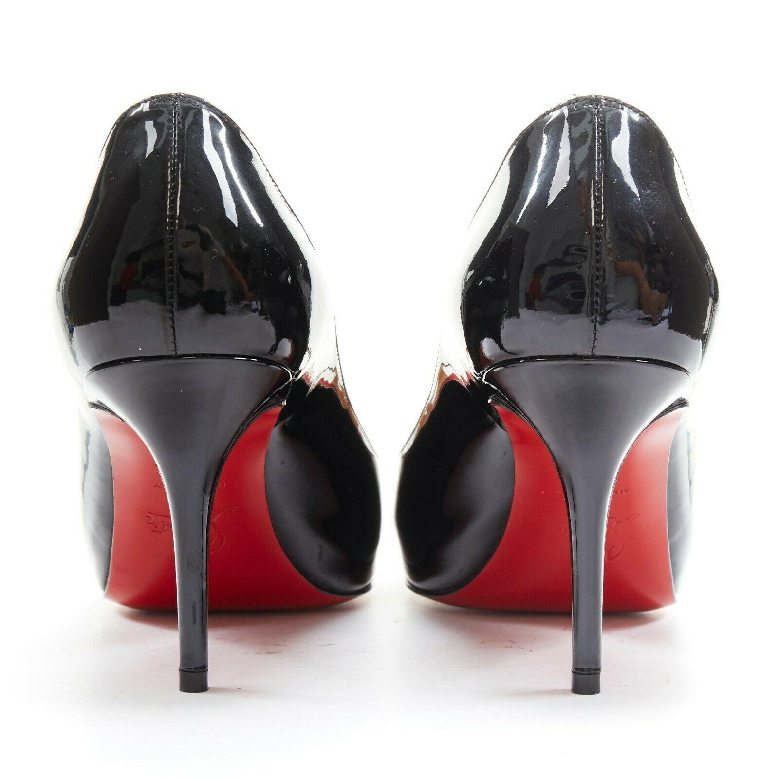 CHRISTIAN LOUBOUTIN Mater Claude 85 black patent red platform peep toe pump EU39 In Excellent Condition In Hong Kong, NT