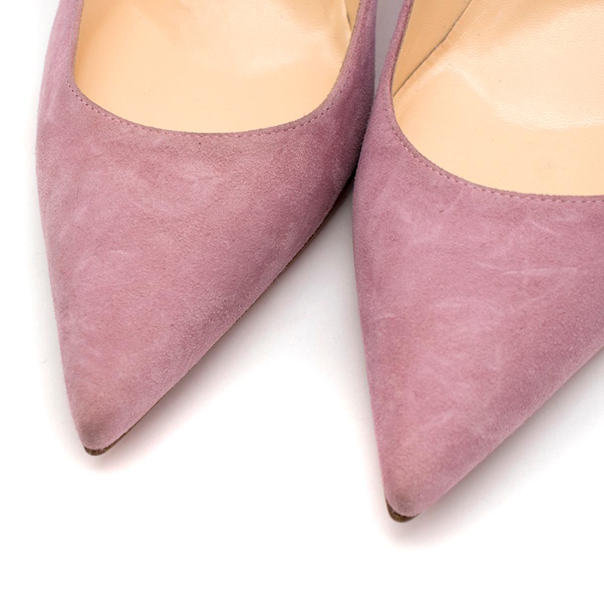 Christian Louboutin Mauve Suede Decoullete 85mm Pumps 37 In New Condition In London, GB