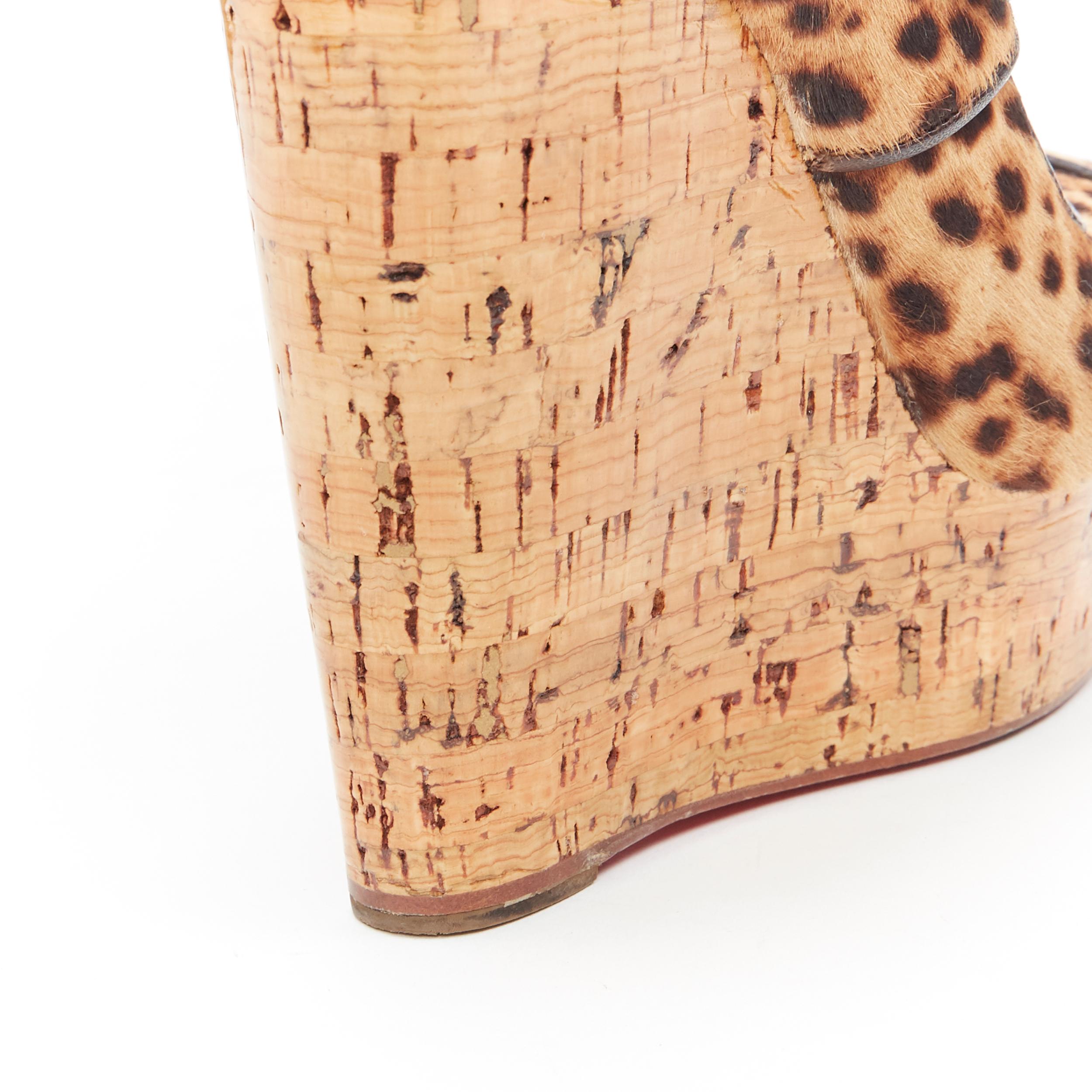 CHRISTIAN LOUBOUTIN Melides 140 brown leopard print calfskin cork wedge EU36 3
