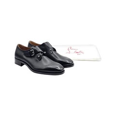 Christian Louboutin Men Chambelimonk Leather Derby Shoes Black EU 40.5 US 7.5