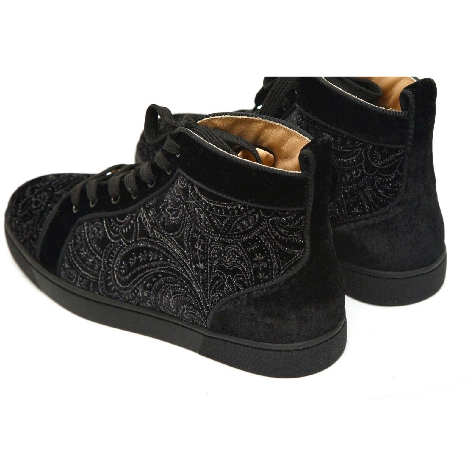 CHRISTIAN LOUBOUTIN High Top Men's Sneakers LOUIS ORLATO Black Velvet 40.5 For Sale 1