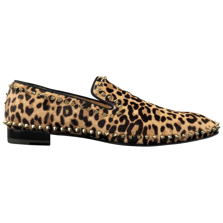 AUTHENTIC Christian Louboutin Leopard Print pony hair men’s Spike Loafers luxury-men-christian-louboutin  main image 3