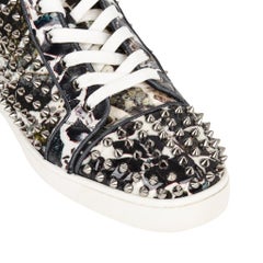 Christian Louboutin Men's Louis Flat Patent Carr Spikes High Top Sneaker 42.5
