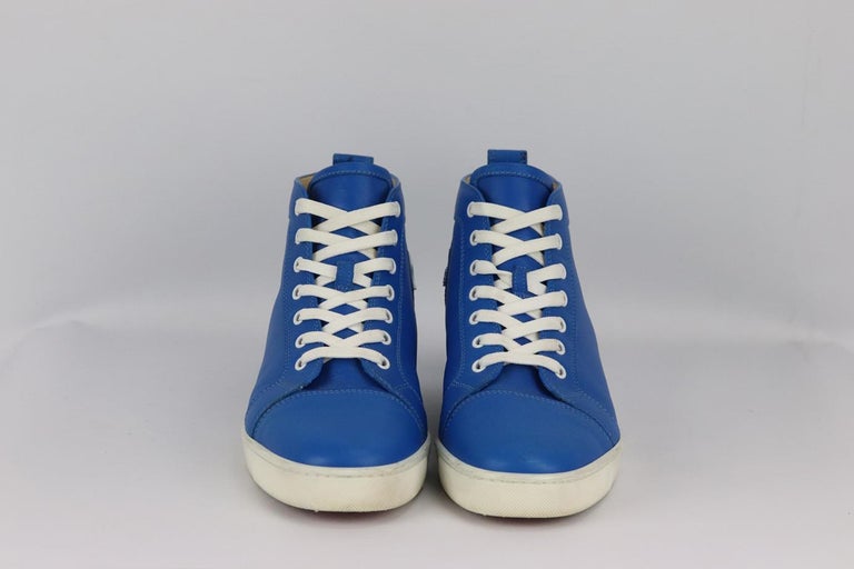 Christian Louboutin Light Blue Crystals Louis Orlato High Top Sneakers Size  38 For Sale at 1stDibs