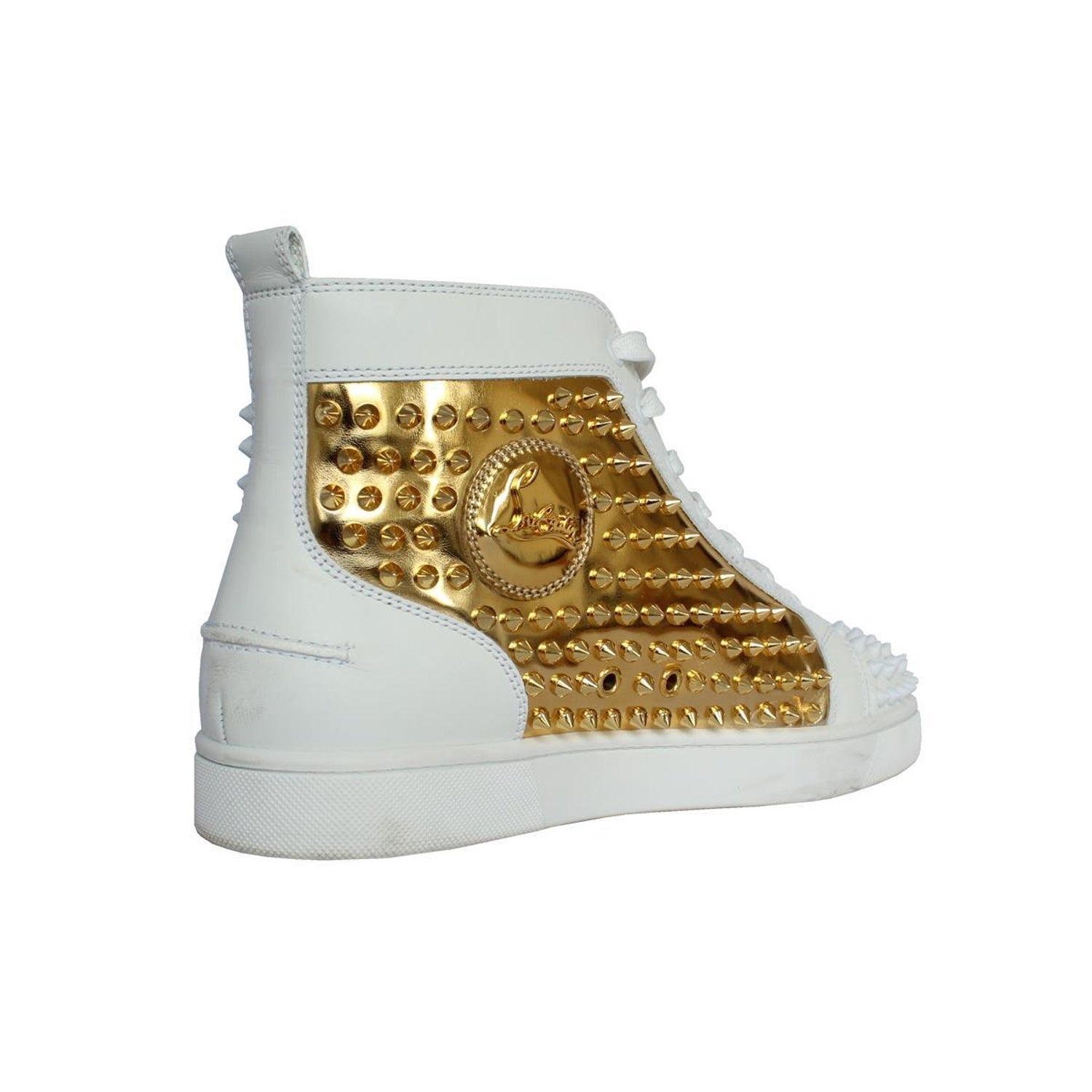 Christian Louboutin Mens White / Gold Sneakers 43 1/2 at 1stDibs | white  and gold red bottoms, white and gold christian louboutin, white and gold  sneakers mens
