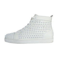 Used Christian Louboutin Mens White / Gold Sneakers 43 1/2