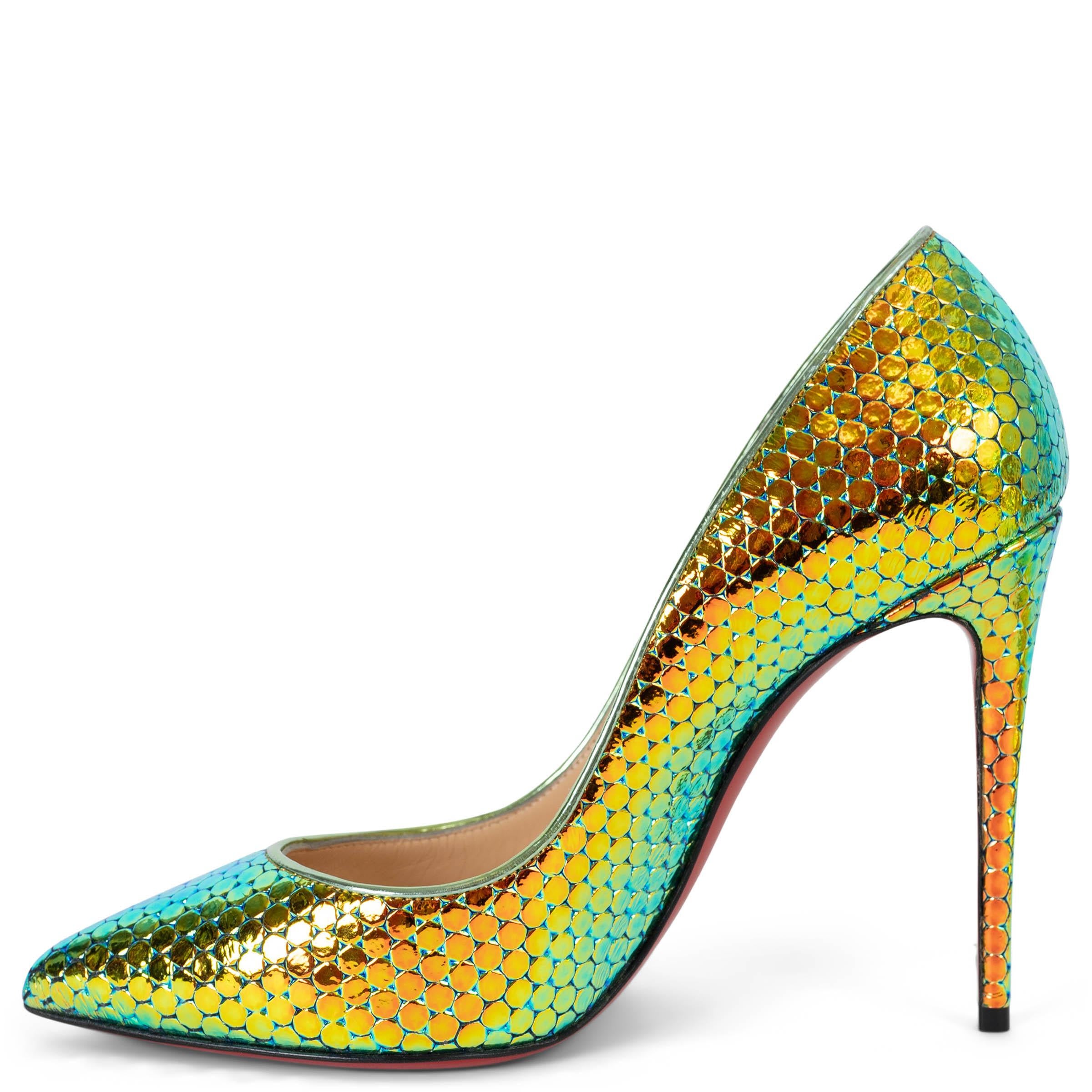 CHRISTIAN LOUBOUTIN sirena iridiscente patente SO KATE 120 Bombas Zapatos 37 Marrón en venta