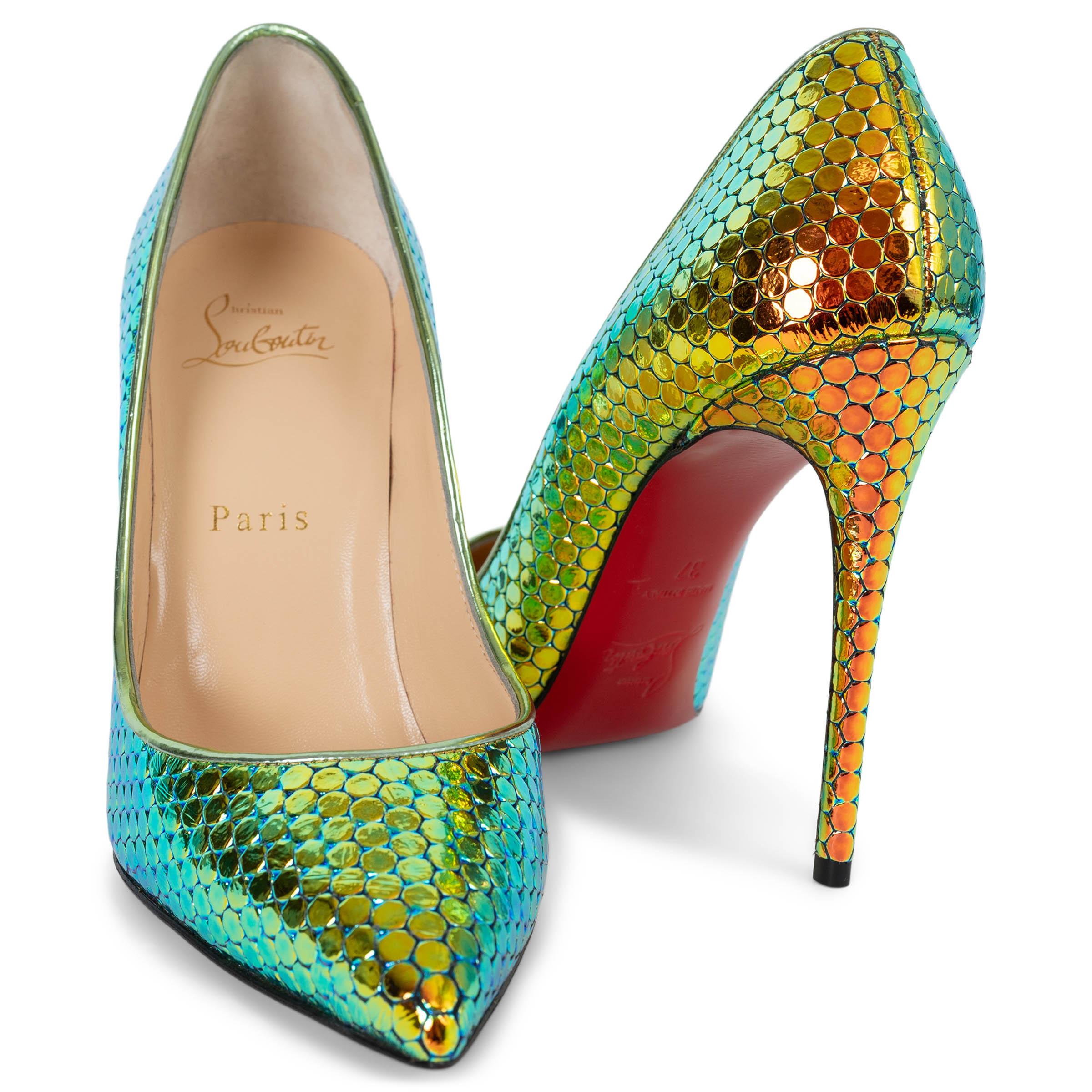 CHRISTIAN LOUBOUTIN sirena iridiscente patente SO KATE 120 Bombas Zapatos 37 en venta 2