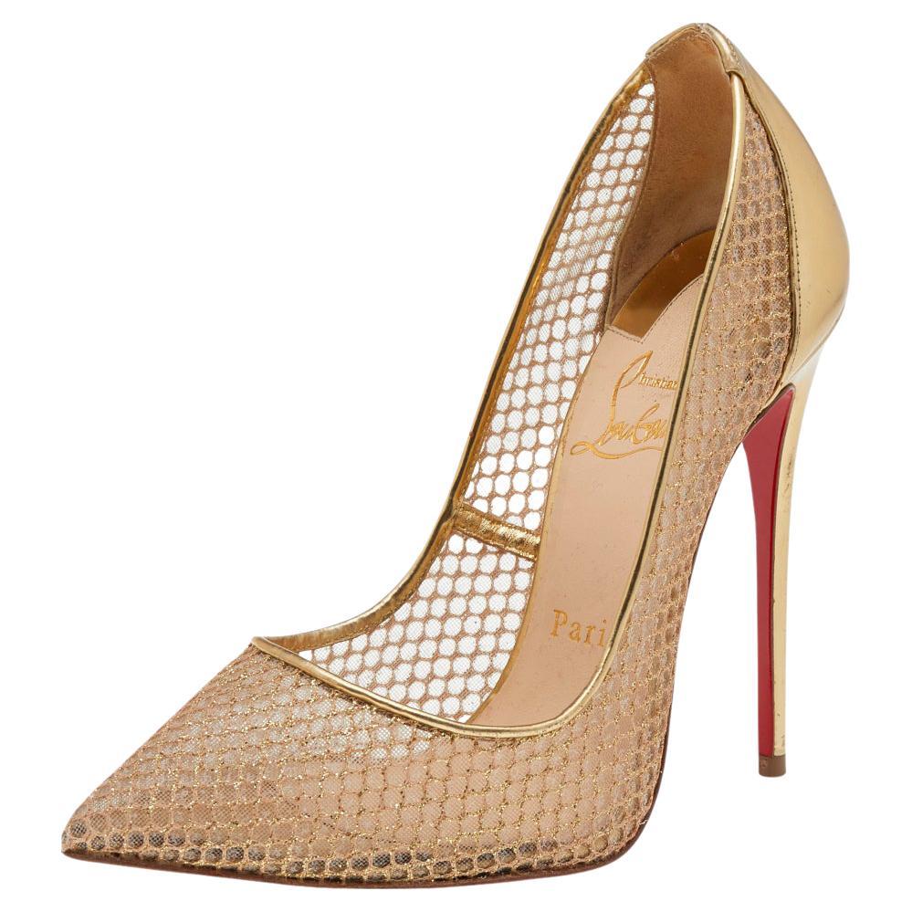 Christian Louboutin Mesh and Leather Follies Resille Pointed Toe
