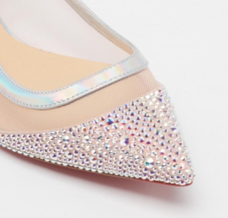 Christian Louboutin Bailarinas de malla, cuero y ante Galativi Strass Talla 35.5 en venta 1
