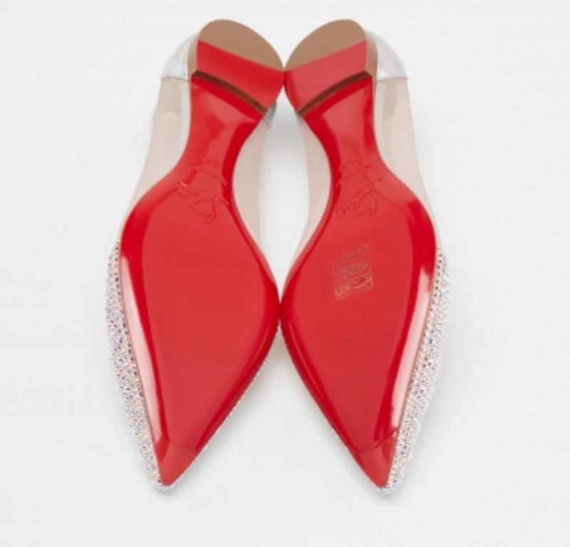 Christian Louboutin Bailarinas de malla, cuero y ante Galativi Strass Talla 35.5 en venta 2