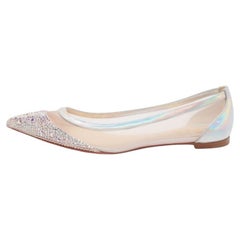 Christian Louboutin Bailarinas de malla, cuero y ante Galativi Strass Talla 35.5