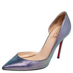 Christian Louboutin Metallic Blue Leather Iriza Pumps Size 37.5