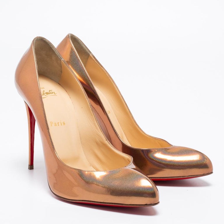 Christian Louboutin Metallic Bronze Iridescent Leather Breche Pumps