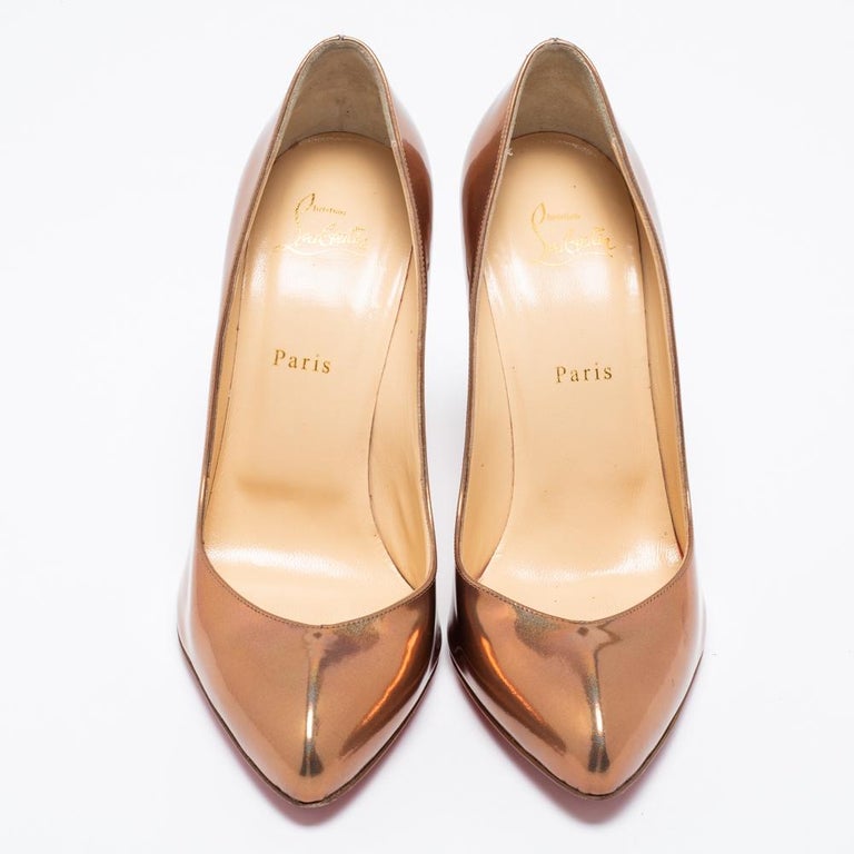 Christian Louboutin Metallic Bronze Iridescent Leather Breche Pumps