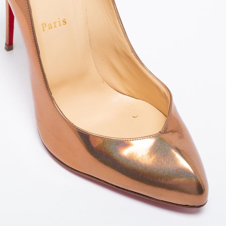 Christian Louboutin Metallic Bronze Iridescent Leather Breche Pumps
